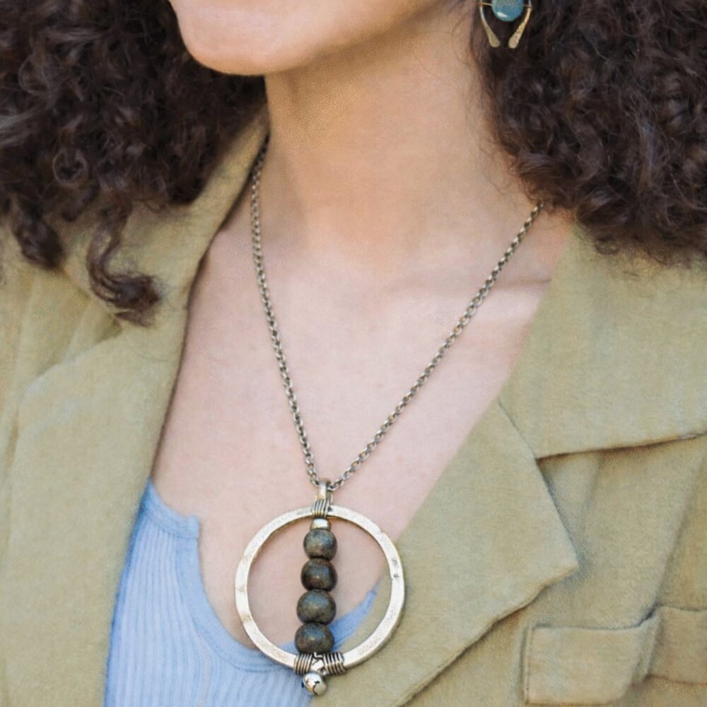 ANJU Banjara Necklace • Antiqued Silver + Labradorite, 30″